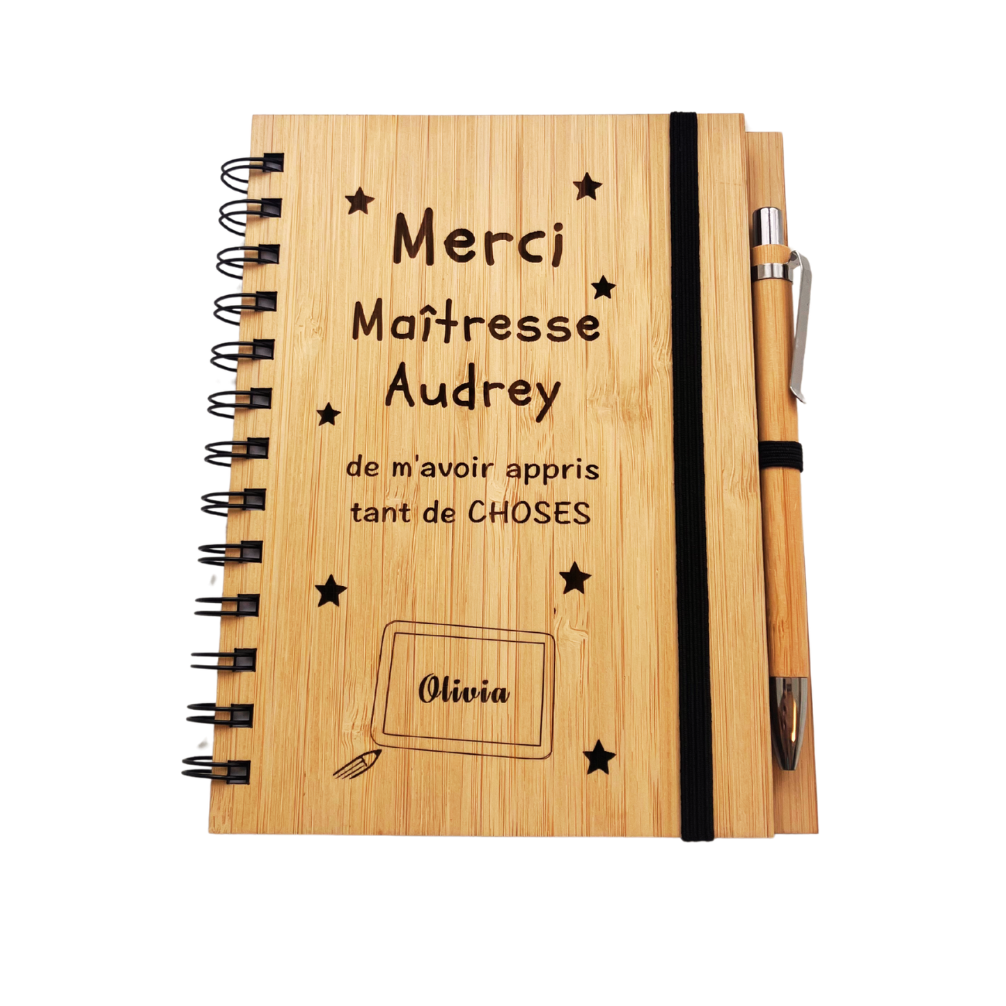 đ Cahier en bambou â Merci ... de mâavoir appris tant de CHOSES.