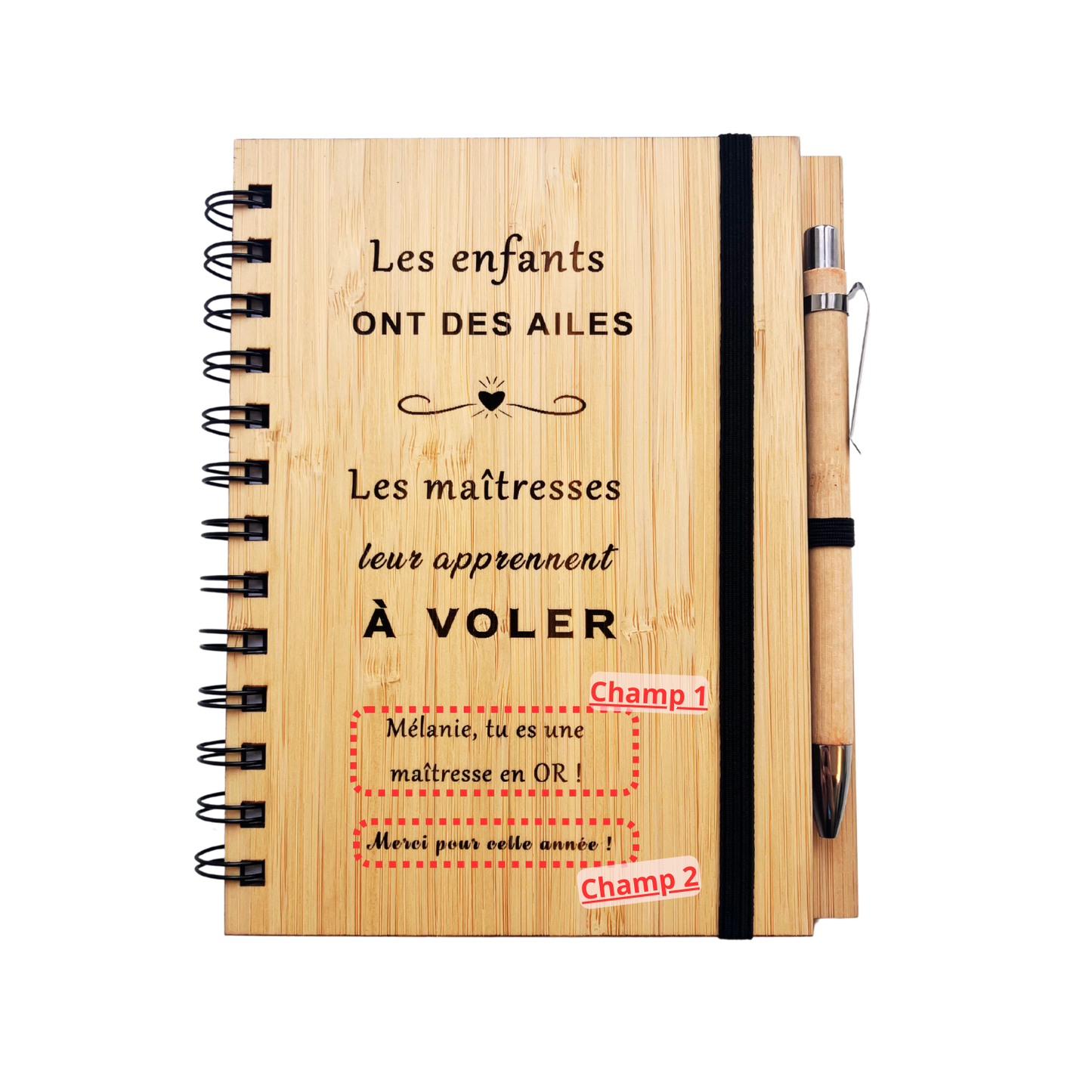 Carnet personnalisé – Une maîtresse qui apprend à voler 🕊️