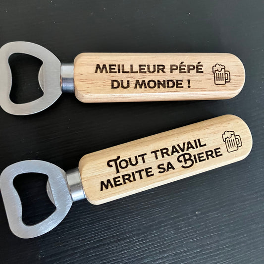 Décapsuleur en bois personnalisé