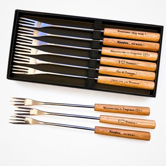 🎁 Coffret de 6 fourchettes à fondue gravées