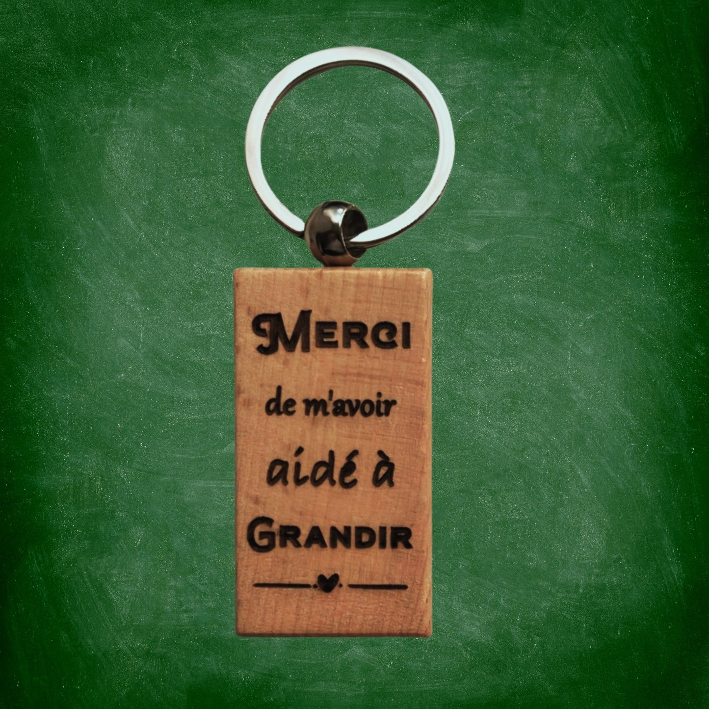 Porte-clé en bois "Merci de m'avoir aidé à grandir ❤"