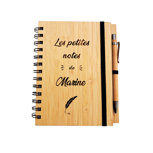 📓 Carnet personnalisé en bambou avec stylo