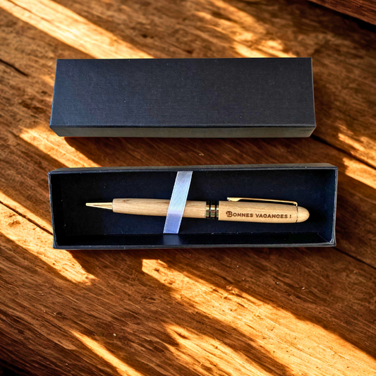 Stylo en bois d'érable personnalisé & son coffret cadeau