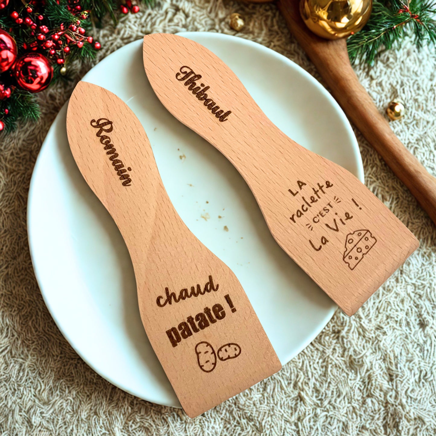 Spatule à raclette gravée & son coffret cadeau