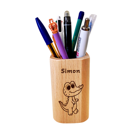 Pot à crayons personnalisé avec prénom – bois FSC