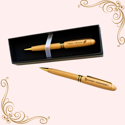Stylo en bois d'érable personnalisé & son coffret cadeau