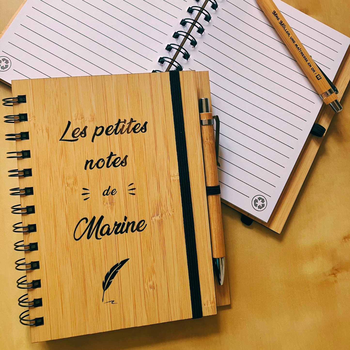 📓 Carnet personnalisé en bambou avec stylo