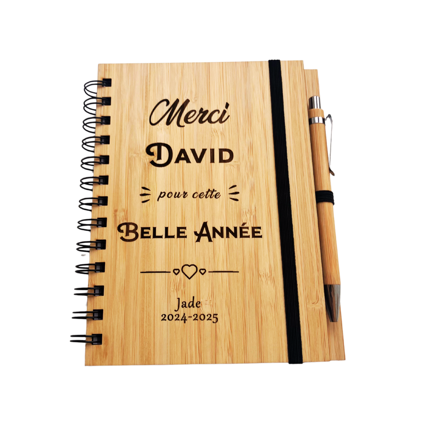 Carnet personnalisé – Merci [Nom] pour cette belle année ❤️
