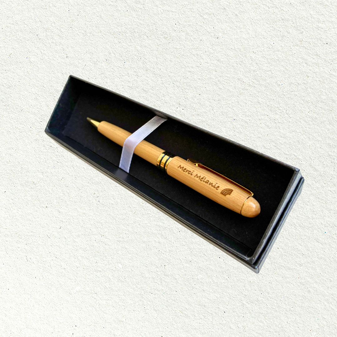 Stylo en bois d'érable personnalisé & son coffret cadeau