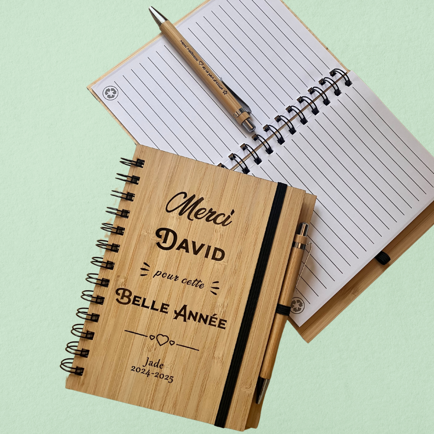 Carnet personnalisé – Merci [Nom] pour cette belle année ❤️