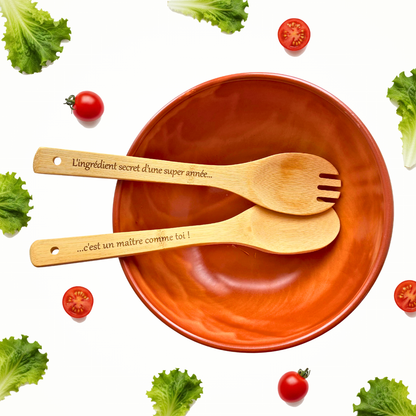 Duo de Couverts à Salade en Bambou – Merci [Métier/Prénom] 🥗✨