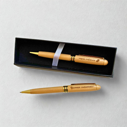 Stylo en bois d'érable personnalisé & son coffret cadeau