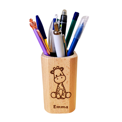 Pot à crayons personnalisé avec prénom – bois FSC