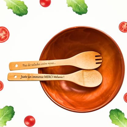 Duo de Couverts à Salade en Bambou – Merci [Métier/Prénom] 🥗✨