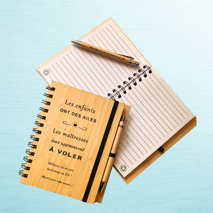 Carnet personnalisé – Une maîtresse qui apprend à voler 🕊️