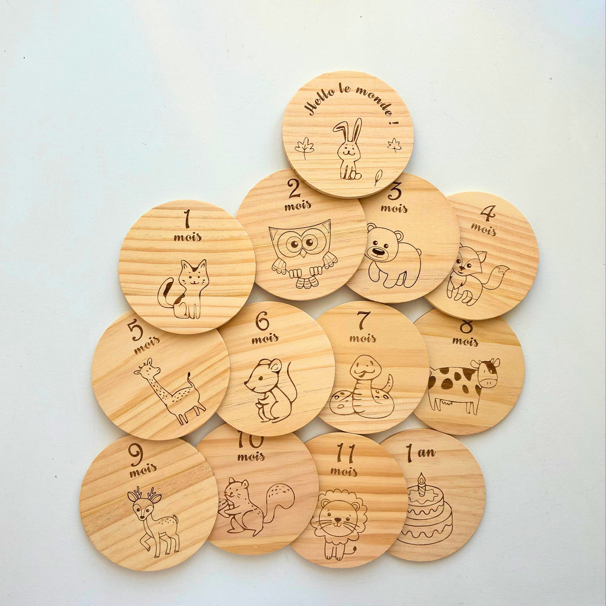 Cartes Étapes Bébé en Bois — Kit Naissance & premier Anniversaire