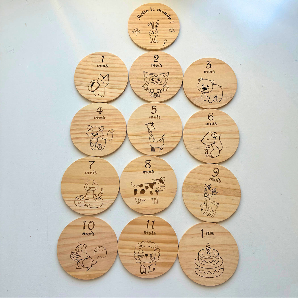 Cartes Étapes Bébé en Bois — Kit Naissance & premier Anniversaire