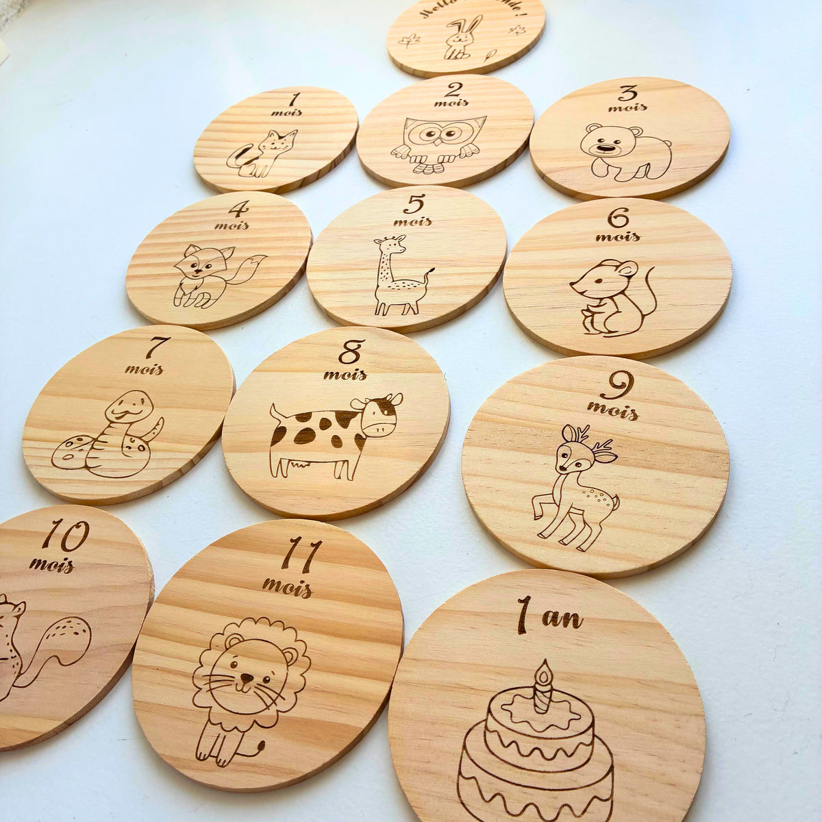 Cartes Étapes Bébé en Bois — Kit Naissance & premier Anniversaire