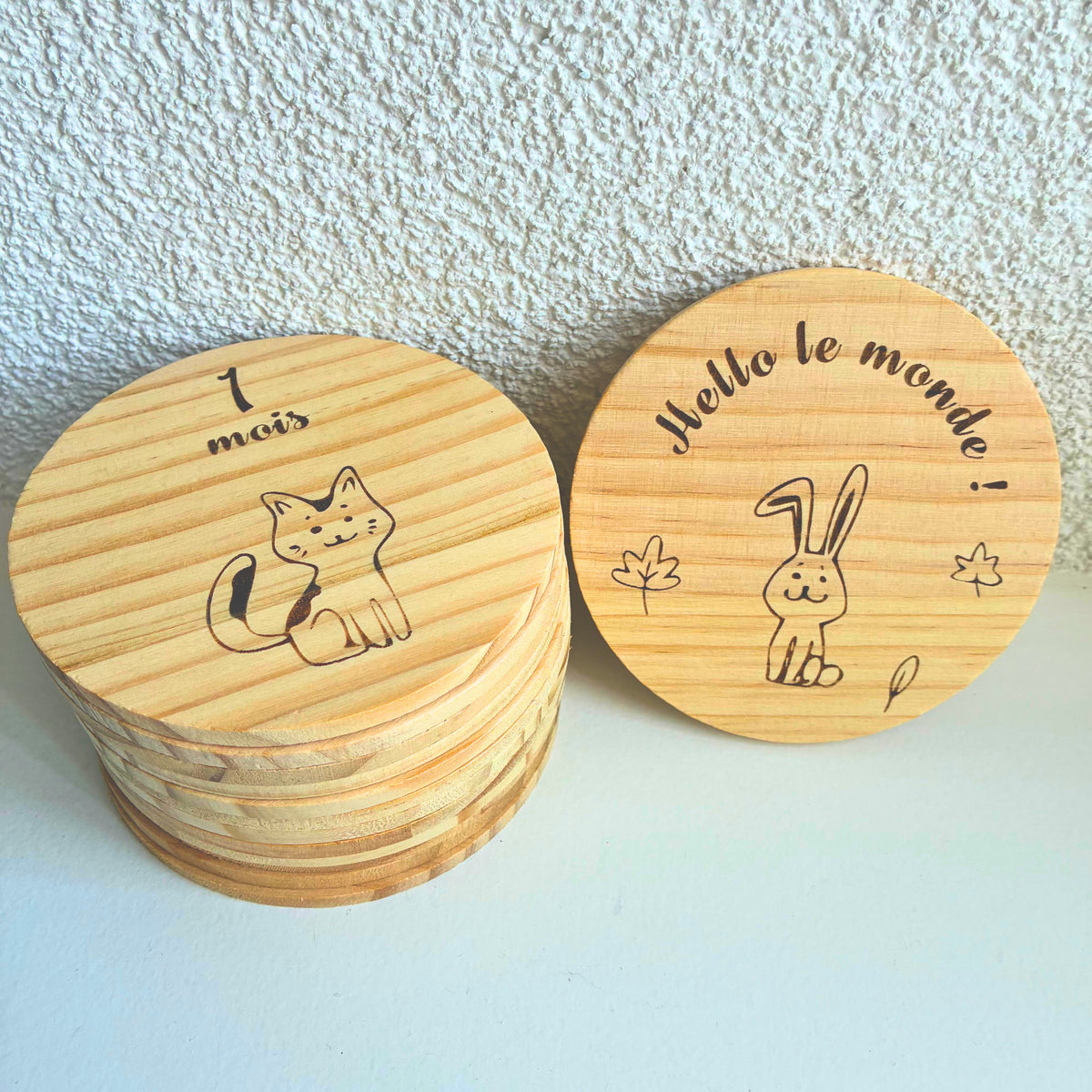 Cartes Étapes Bébé en Bois — Kit Naissance & premier Anniversaire