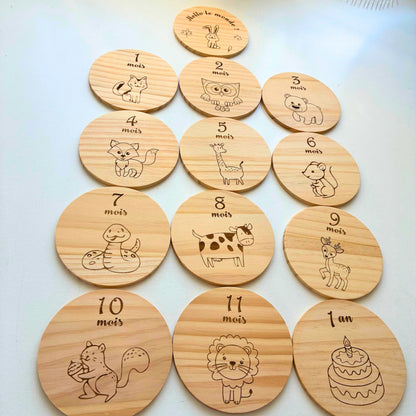 Cartes Étapes Bébé en Bois — Kit Naissance & premier Anniversaire