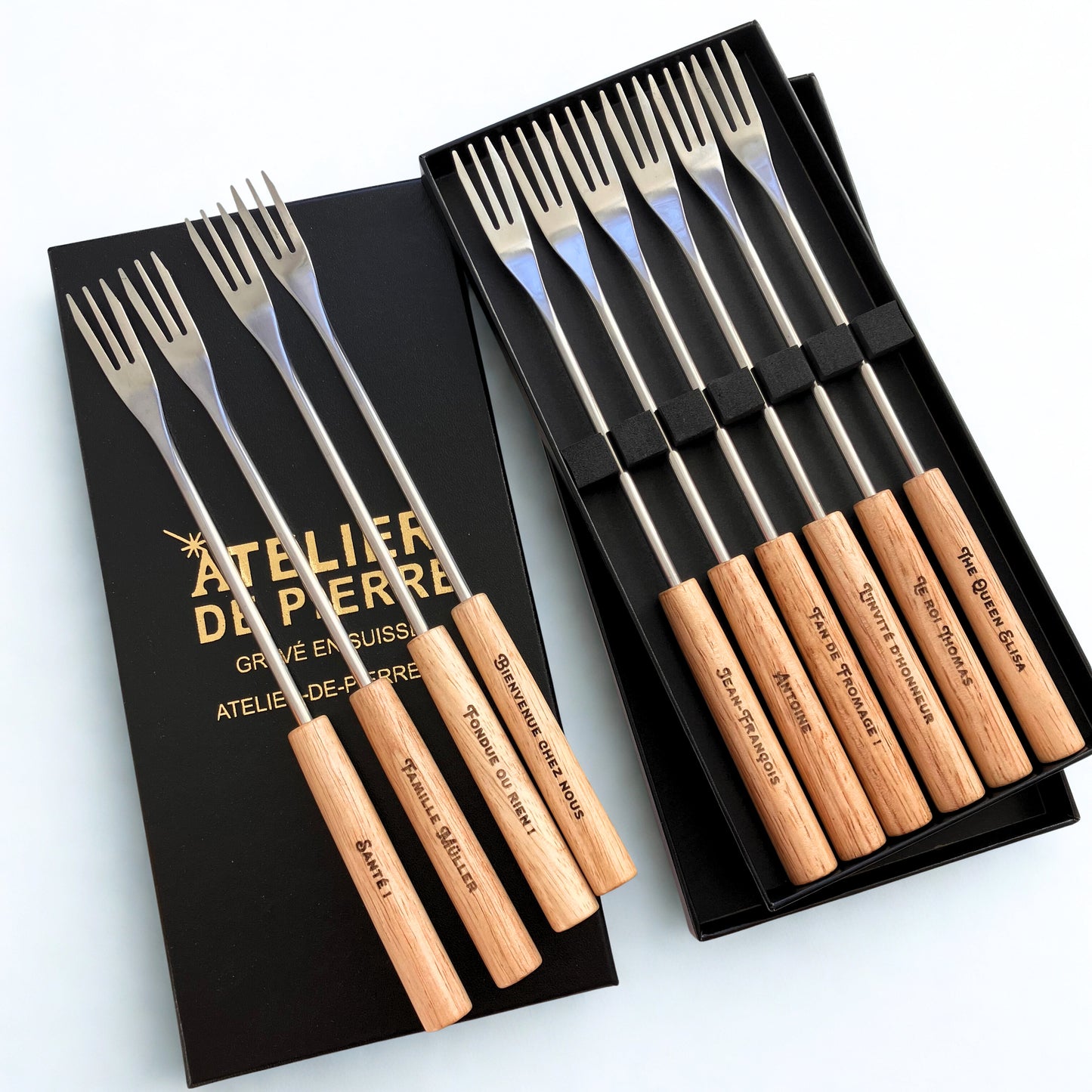 🎁 Coffret de 6 fourchettes à fondue gravées