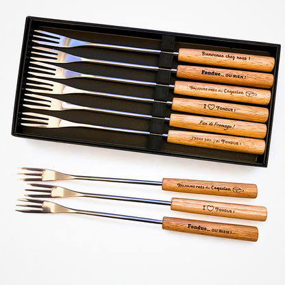 🎁 Coffret de 6 fourchettes à fondue gravées