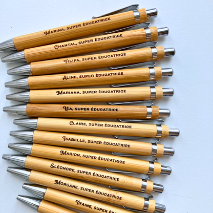 Stylo en Bambou Gravé