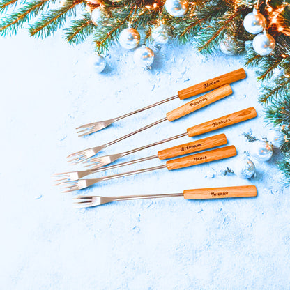 🎁 Coffret de 6 fourchettes à fondue gravées