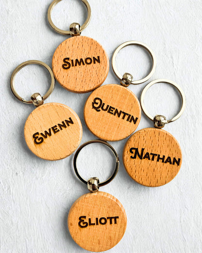 Porte-clés en hêtre personnalisé – Prénom ou Surnom