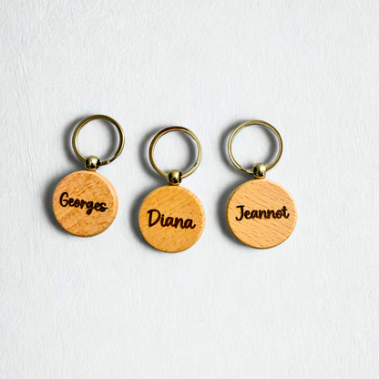 Porte-clés en hêtre personnalisé – Prénom ou Surnom