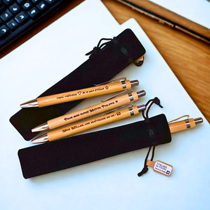 Stylo en Bambou Gravé